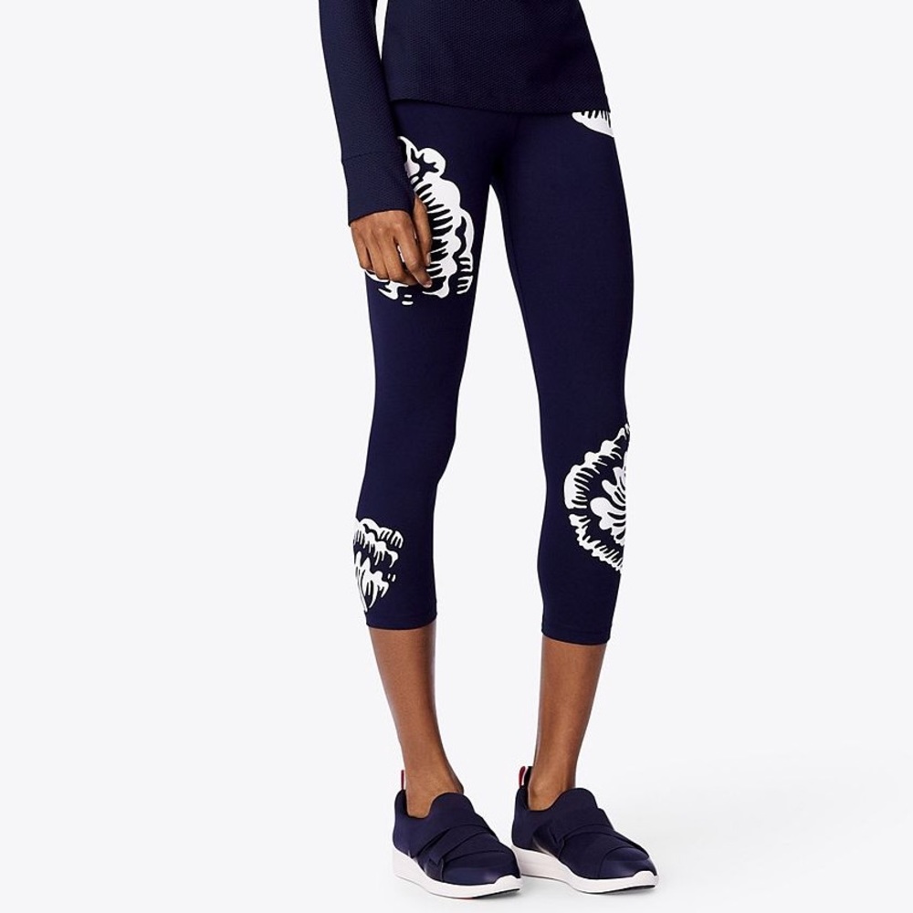 Tory Sport Soho Floral Reflective Cropped Legging